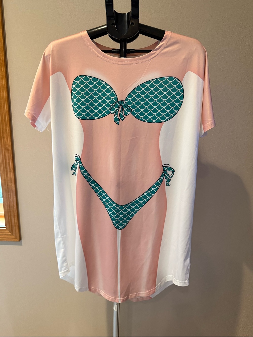Source Unknown Pink & Teal Novelty Bikini-Print Swim Coverup